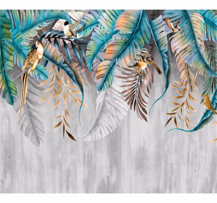 Tapet natur farverige tukanblade - TenStickers