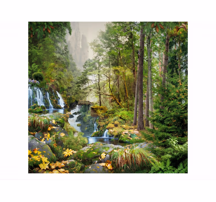 Tapet natur vandfald skov sø - TenStickers