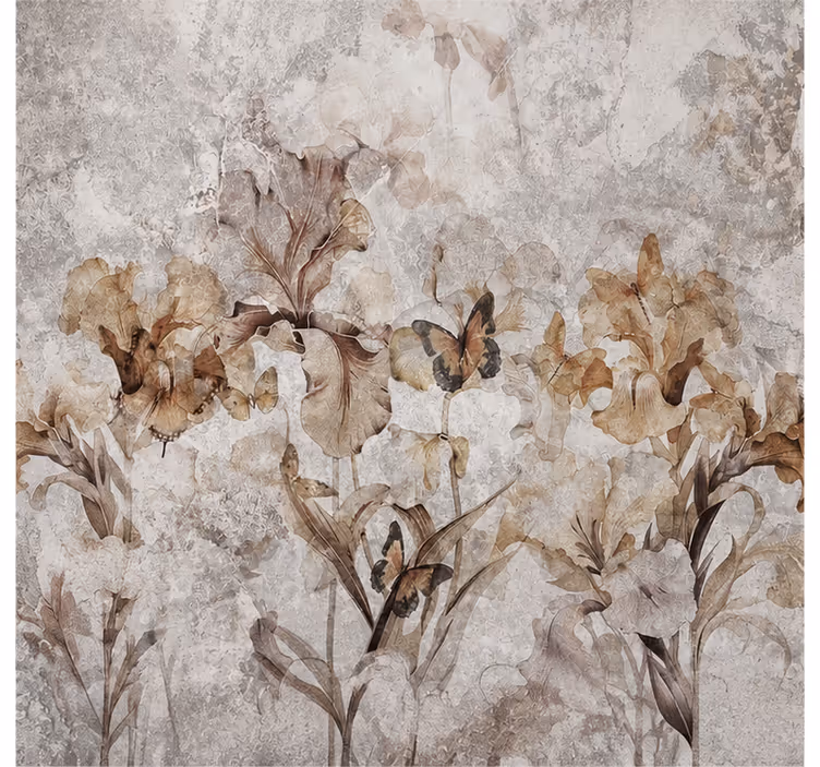 Tapet natur hyggelige efterårsblomster - TenStickers
