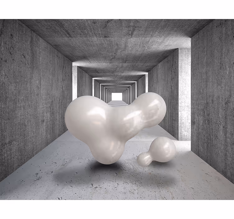 Balloner flyder gennem tunnel 3d fototapet - TenStickers