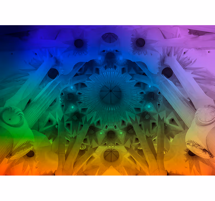 Farverig sagrada familia byfototapet - TenStickers