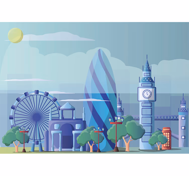 London blå børns soveværelse fototapet - TenStickers