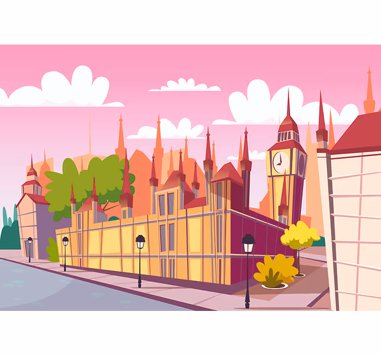 Børns lyserøde london fototapet - TenStickers