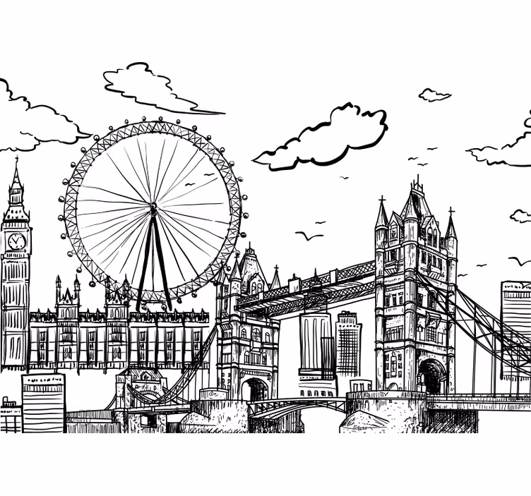 Tegning af london fototapet - TenStickers