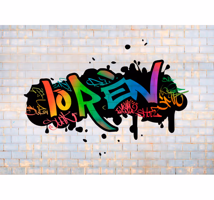 Personlig farve navn graffiti kunst fototapet - TenStickers