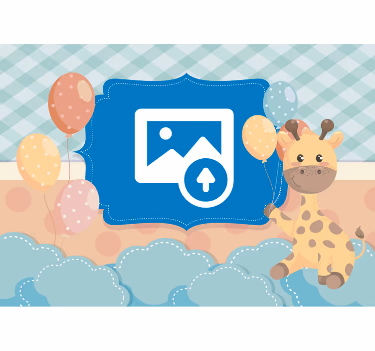 Nyfødt baby med giraffisk planteskolefototapet - TenStickers