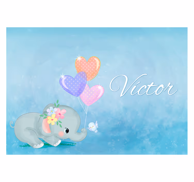 Baby elefant personaliseret planteskolefototapet - TenStickers