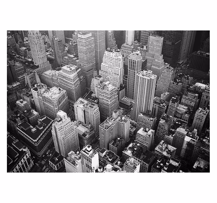 Byen fototapet new york antenne sort og hvid - TenStickers