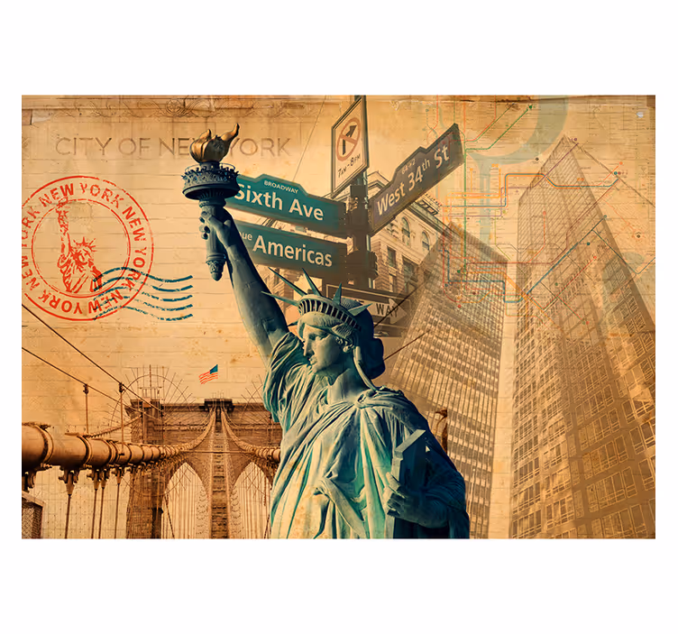 Seværdigheder i new york fototapet - TenStickers