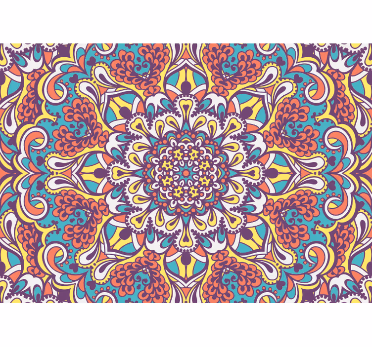 Blå mandala fototapet tapet - TenStickers