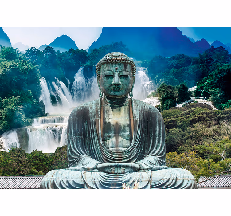 Kaskader af rolig buddha fototapet - TenStickers