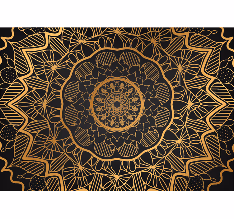 Gyldent mandala fototapet tapet - TenStickers