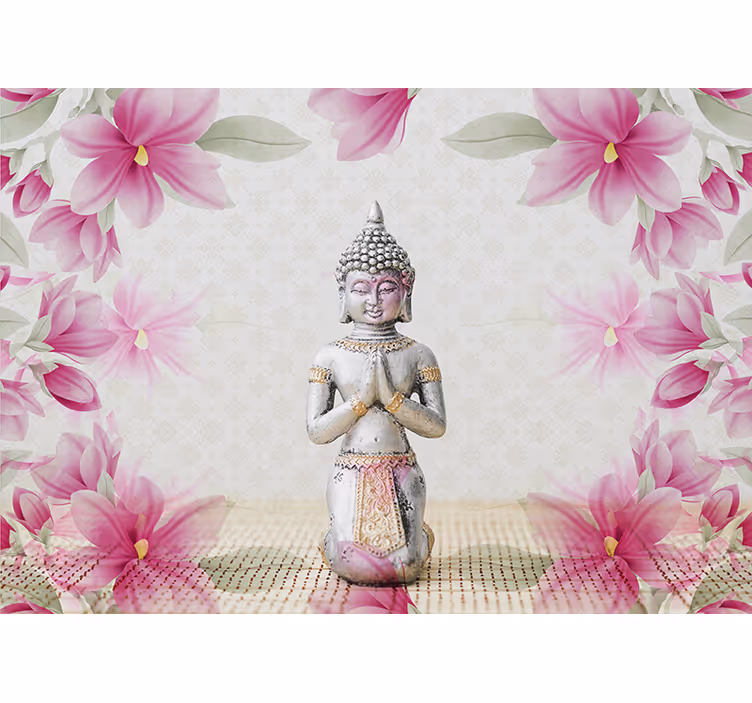 Blomster buddha zen tapet - TenStickers