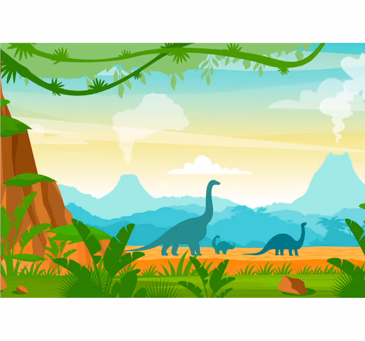 Dinosaurus silhuetter teenage vægfototapeter - TenStickers