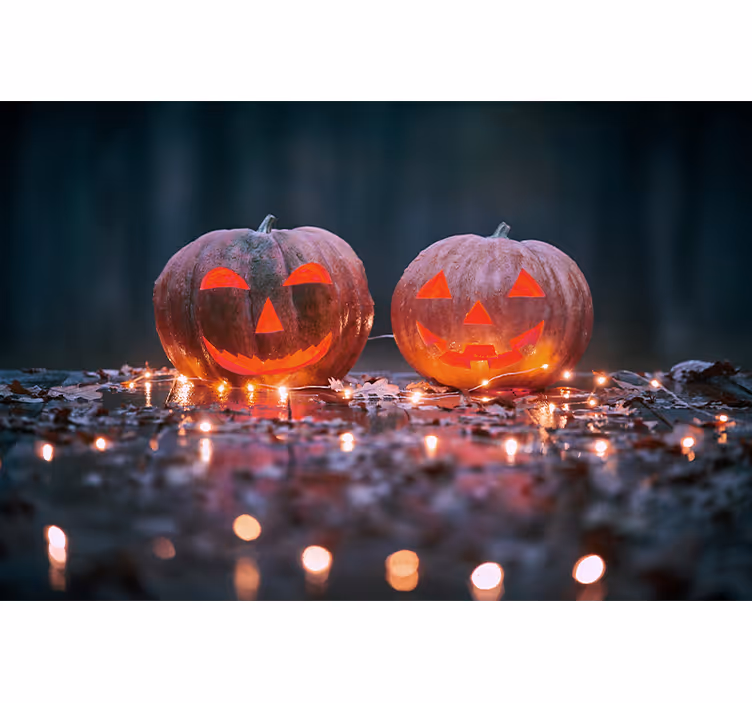 Graveret græskarudstråling halloween fototapet - TenStickers