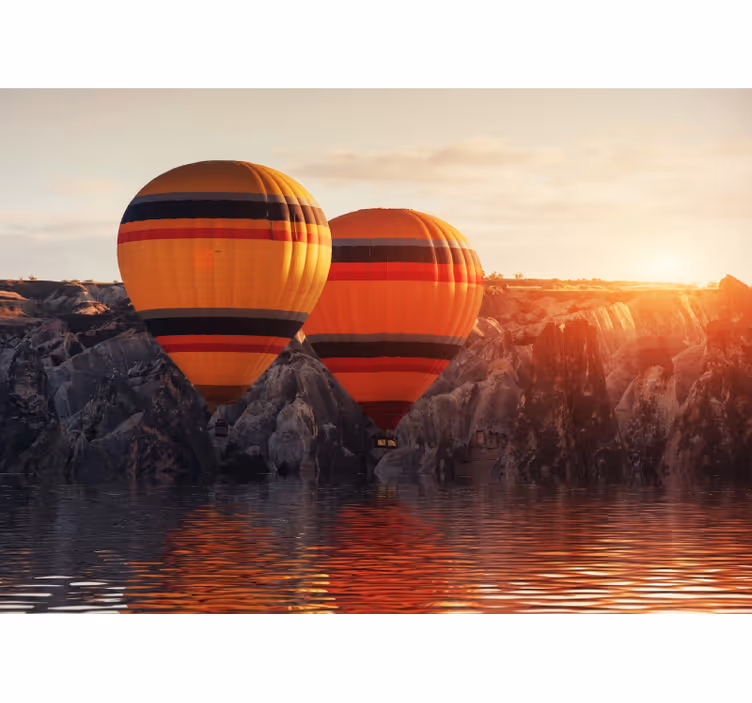 Luftballoner over søen vægmaleri - TenStickers