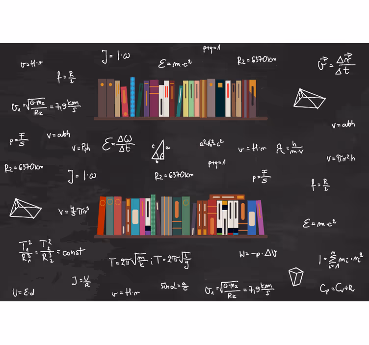 Bogreol & matematikformler fototapet - TenStickers