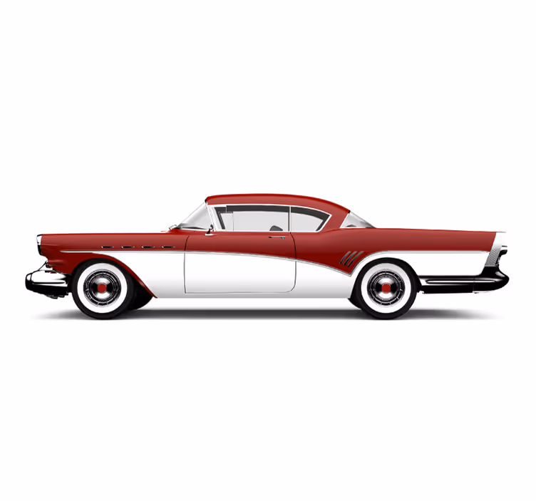 Rød klassisk bil vintage fototapet - TenStickers