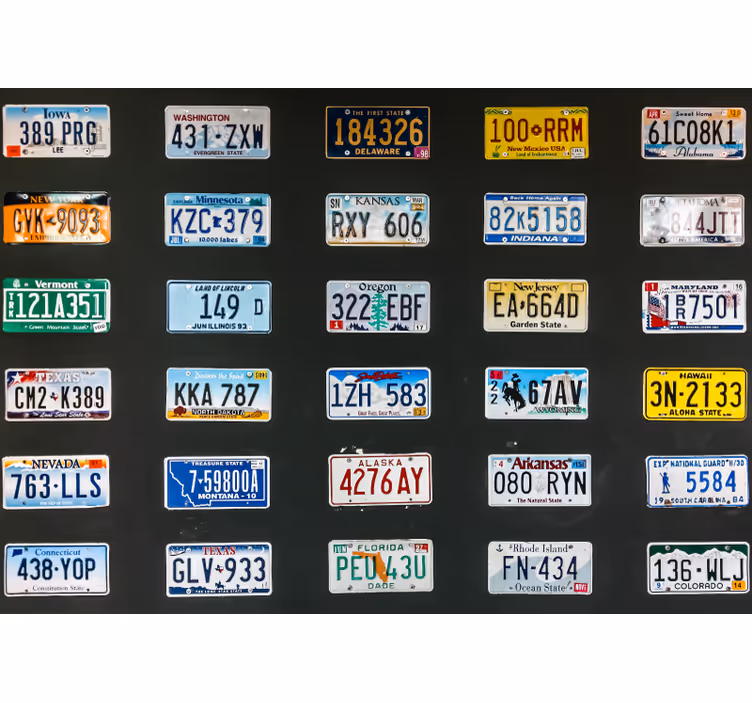 Nummerplader vintage vægmaleri - TenStickers