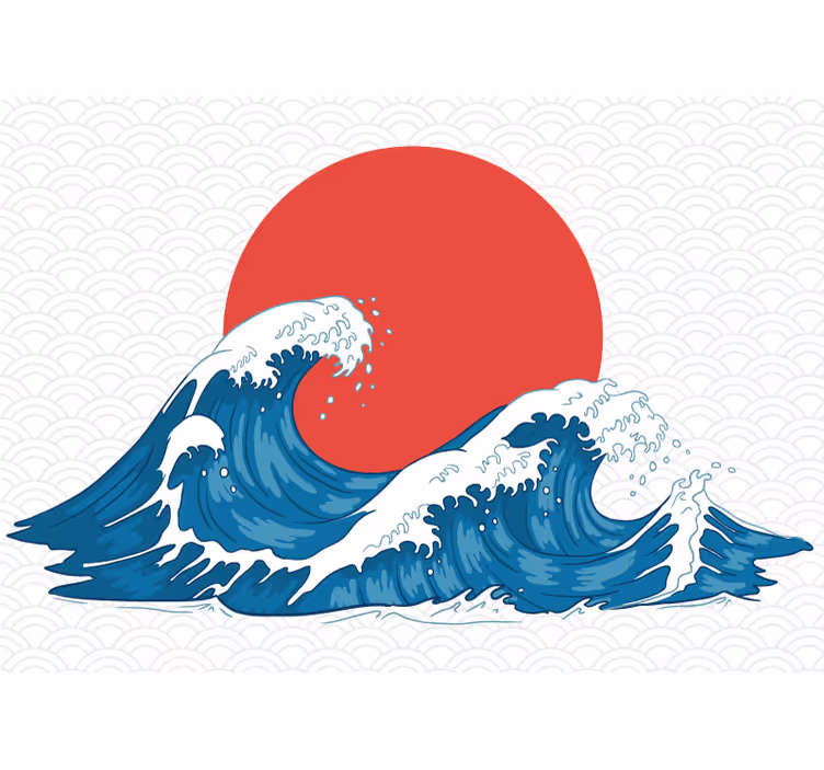 Japansk bølge vintage havvand fototapet - TenStickers