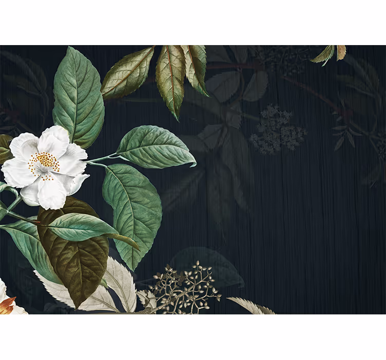 Grøn blomster baggrund stue vægmaleri - TenStickers