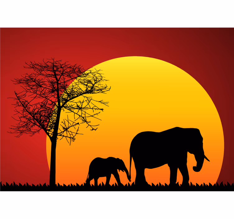 Savanne solnedgang afrika fototapet - TenStickers