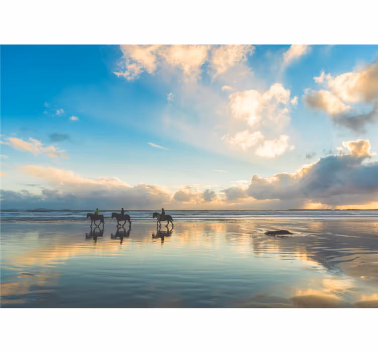 Landskab fototapet med strandryttere - TenStickers