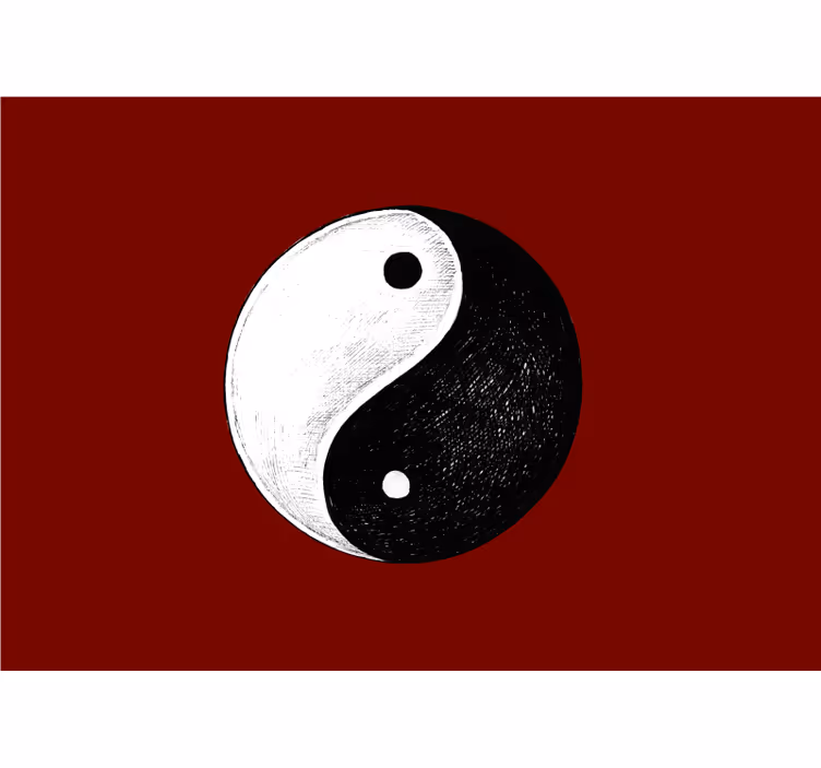 Yin yang med rød baggrund zen fototapet - TenStickers