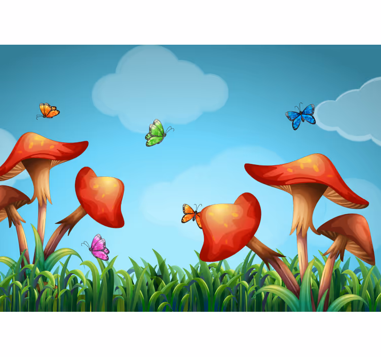 Fantasifuld svampehave natur fototapet - TenStickers
