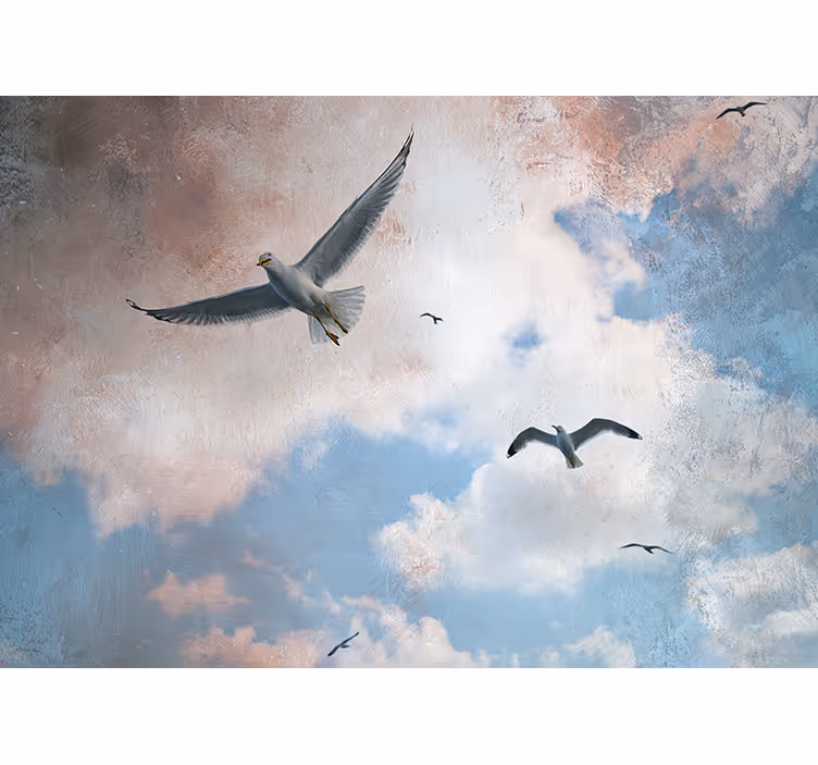 Himmel åben med fugle, der flyver fototapet - TenStickers