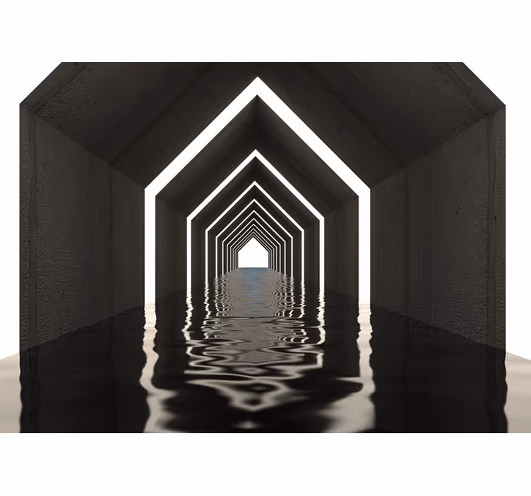 Reflekterende tunnelperspektiv 3d fototapet - TenStickers