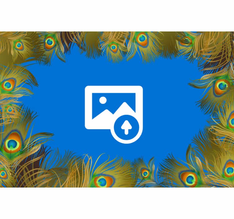 Påfuglefjer-omringning fototapet marmor - TenStickers
