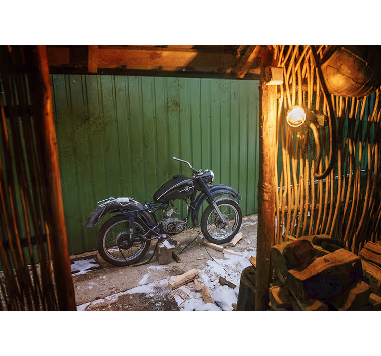 Klassisk motorcykelscene fototapet køretøj - TenStickers