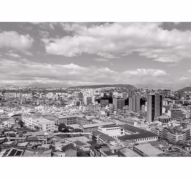 Perspektiv på byens skyline fototapet af byer - TenStickers