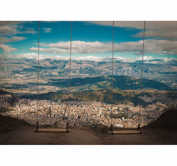 Panoramaudsigt over bybilledet fototapet af byer - TenStickers