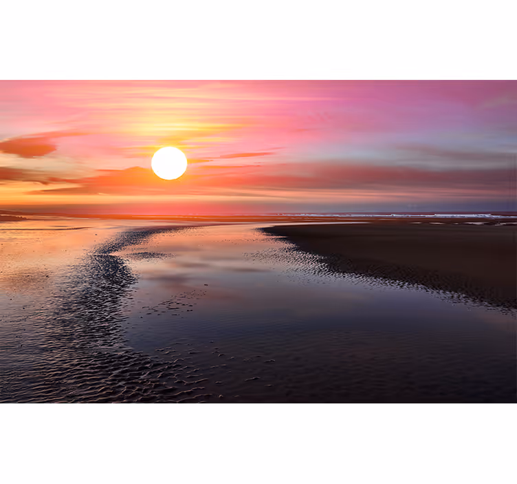Polsk solnedgang ved havet under havemaleriet - TenStickers