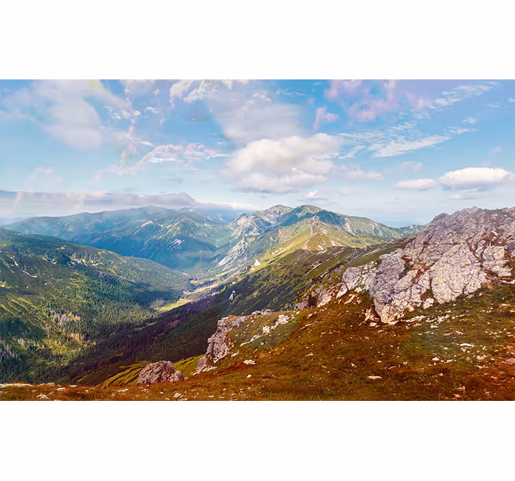 Fototapet bjerg panoramisk udsigt - TenStickers