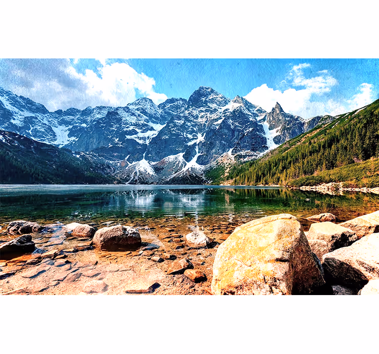 Poleret tatra sø og sne bjerg fototapet - TenStickers