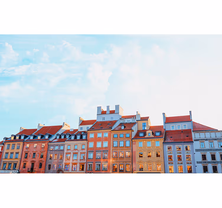 Farverigt bybillede fototapet af byer - TenStickers