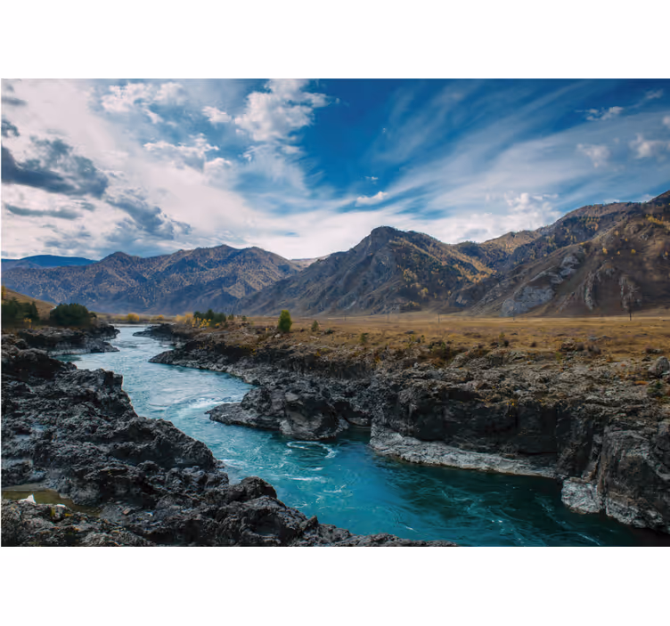 Flod i andes bjerg fototapet - TenStickers