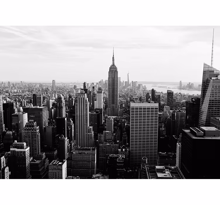 Manhattan fra luften sort og hvid fototapet - TenStickers