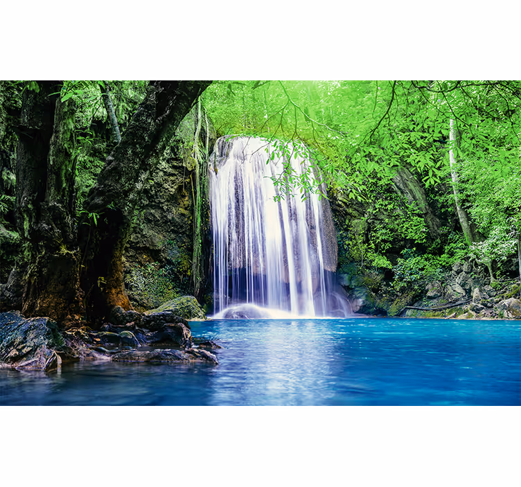 Roligt vandfaldslandskab natur fototapet - TenStickers