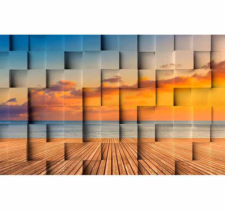 3d fototapet solnedgang ved havet - TenStickers