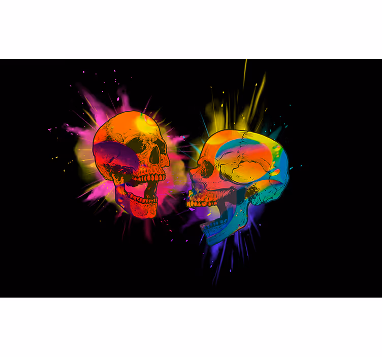 Graffiti fototapet farverig kranium kunst - TenStickers
