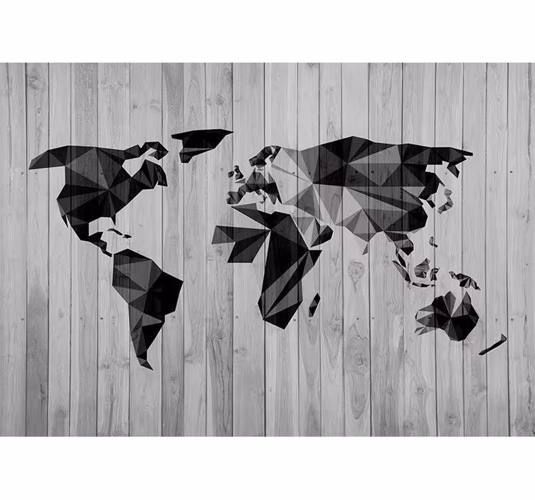 Geometrisk globalt kort fototapet verdenskort - TenStickers