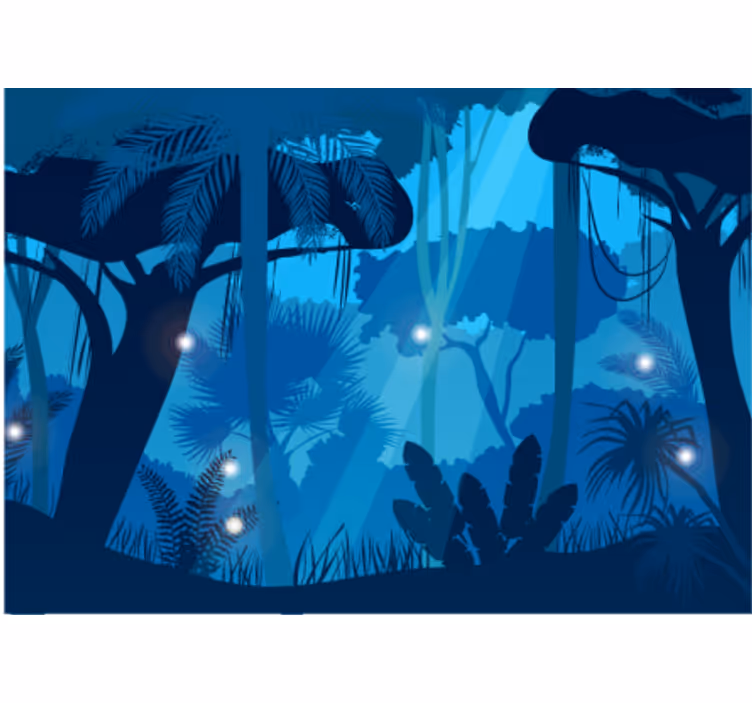 Levende tropisk grønt fototapet jungle - TenStickers