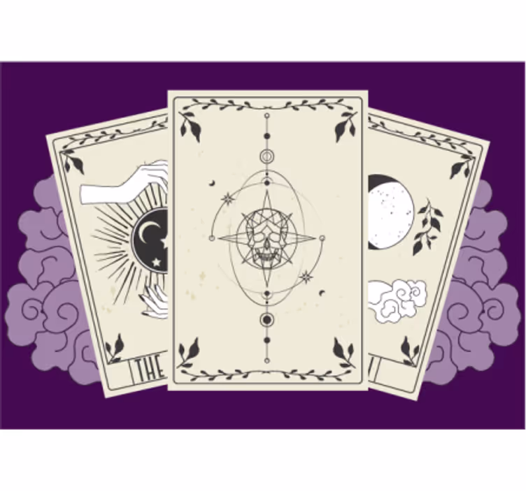 Tarotkort med as og kranier fototapet - TenStickers