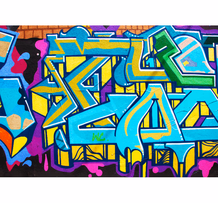 Graffiti fototapet med livlig urban udtryk - TenStickers