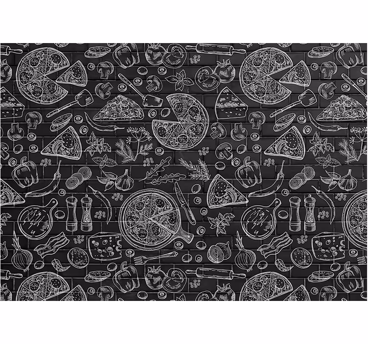 Køkken fototapet kulinariske lækkerier illustration - TenStickers