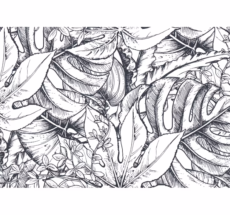 Bladrig botanisk illustration natur fototapet - TenStickers